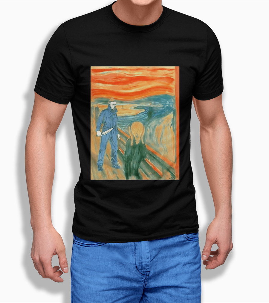 Michael Myers Meets The Scream Edvard Munch Mashup T-Shirt