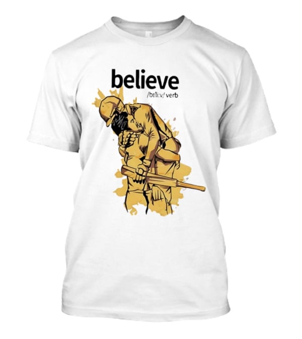 Believe Verb Definition Inspirational Motivation Embrace Cricket Players Hugging T-Shirt