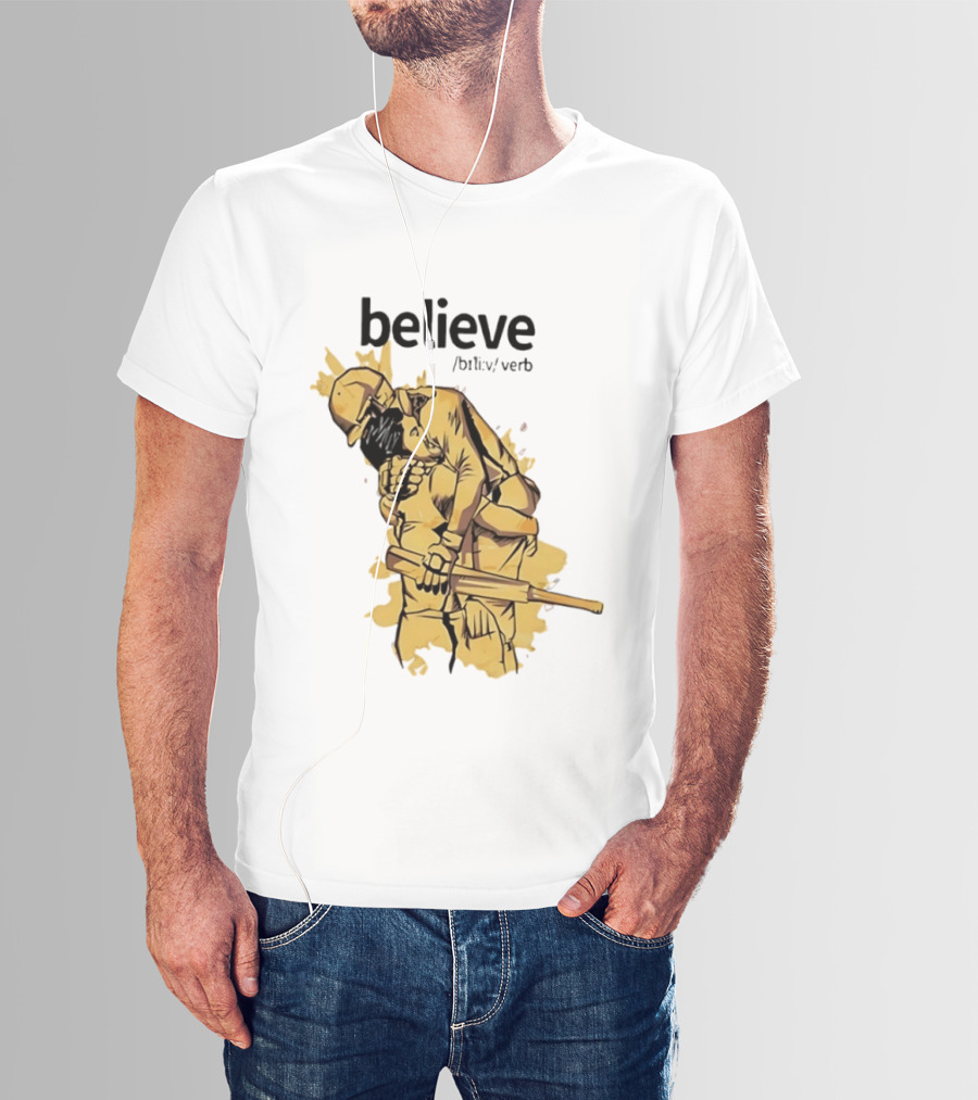 Believe Verb Definition Inspirational Motivation Embrace Cricket Players Hugging T-Shirt