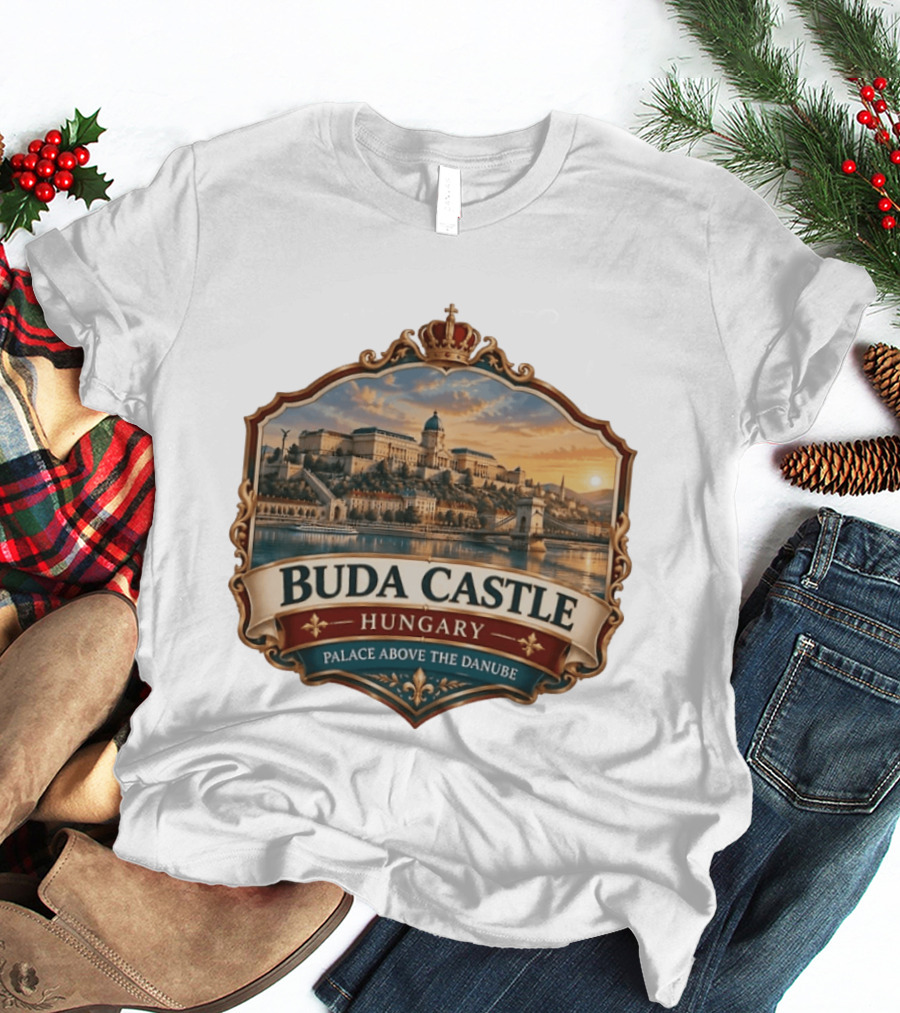 Buda Castle Hungary Palace Above The Danube Majestic Sunset View T-Shirt