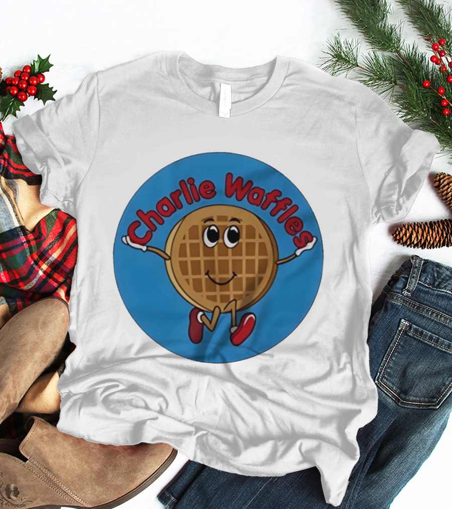 Charlie Waffles Cartoon Smiling Character In Red Shoes T-Shirt
