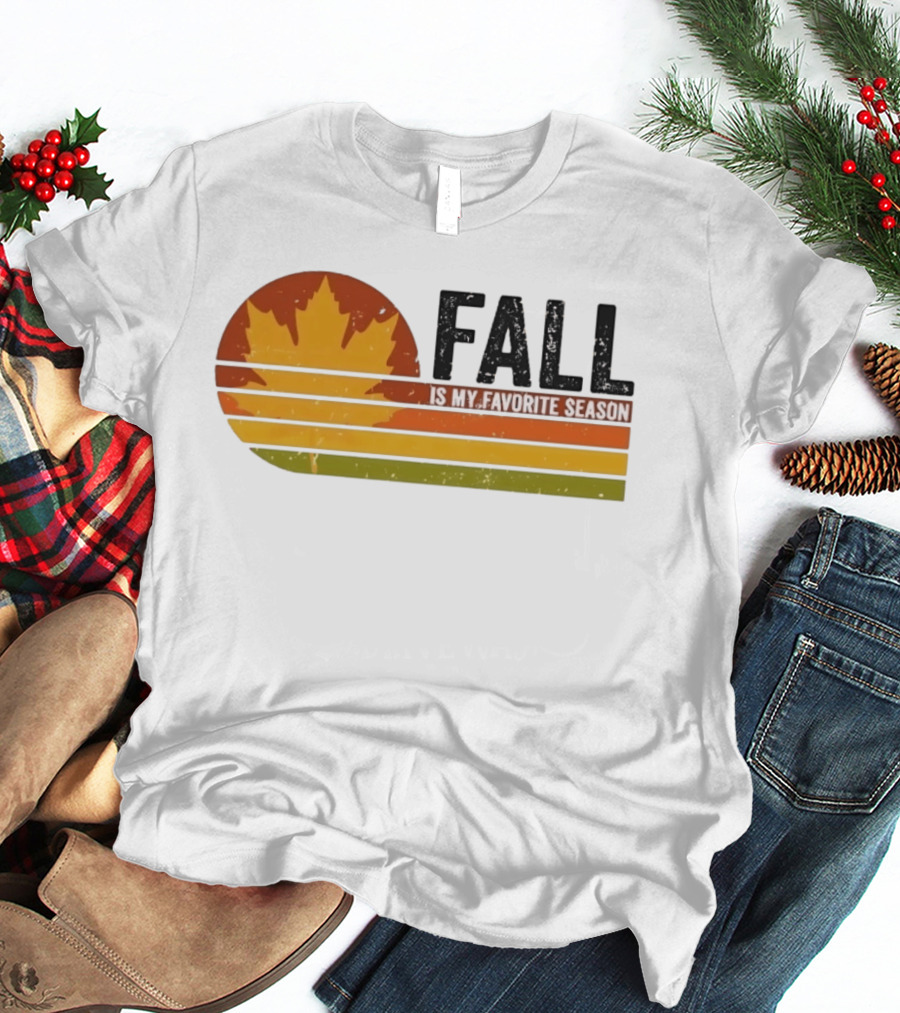 Distressed Fall Is My Favorite Season Maple Leaf T-Shirt