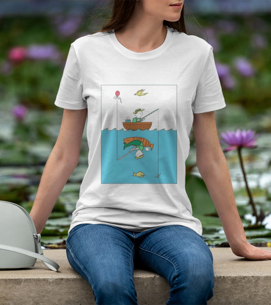 Owenbroadcast Fishing Bear With Turtle And Balloon T-Shirt