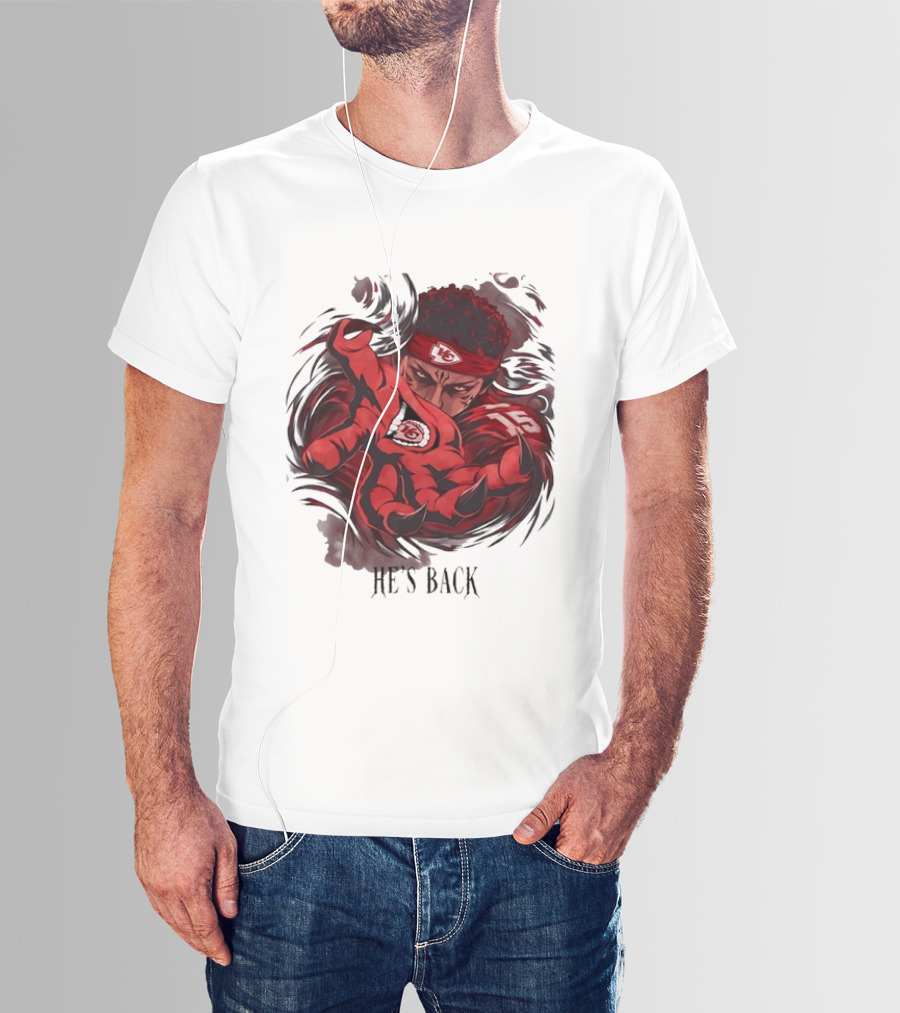 Patrick Mahomes He's Back Kansas City Chiefs Anime Style Football T-Shirt