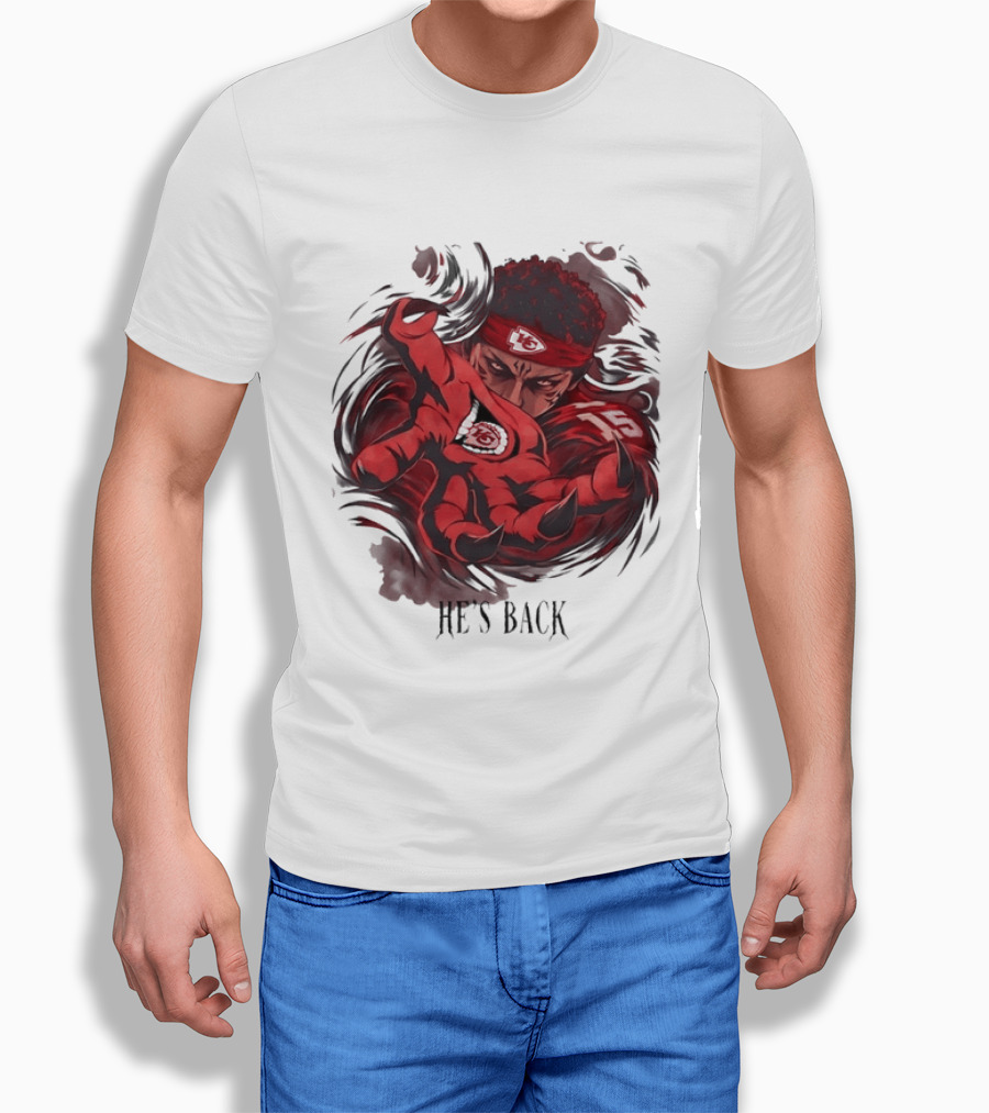Patrick Mahomes He's Back Kansas City Chiefs Anime Style Football T-Shirt