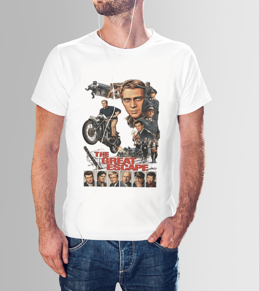 The Great Escape Classic Cinema Movie Steve McQueen 60s War Film T-Shirt