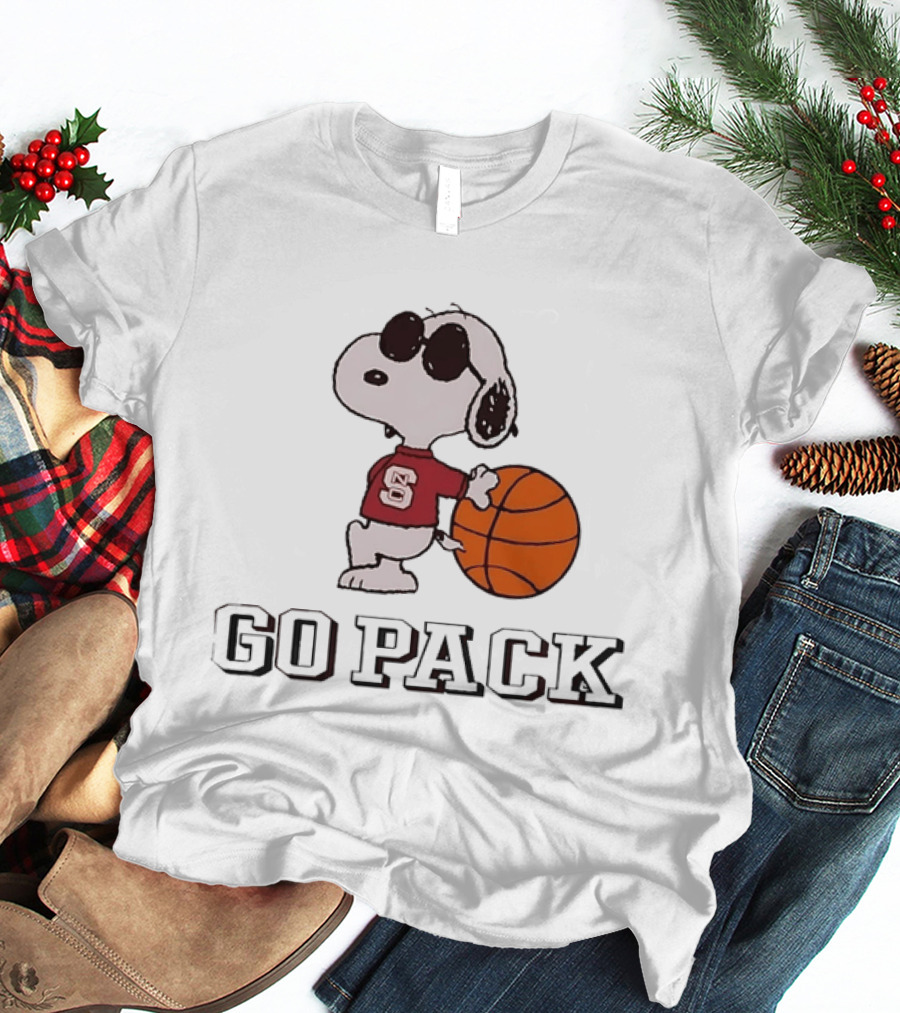 Snoopy NC State Wolfpack Basketball Go Pack T-Shirt