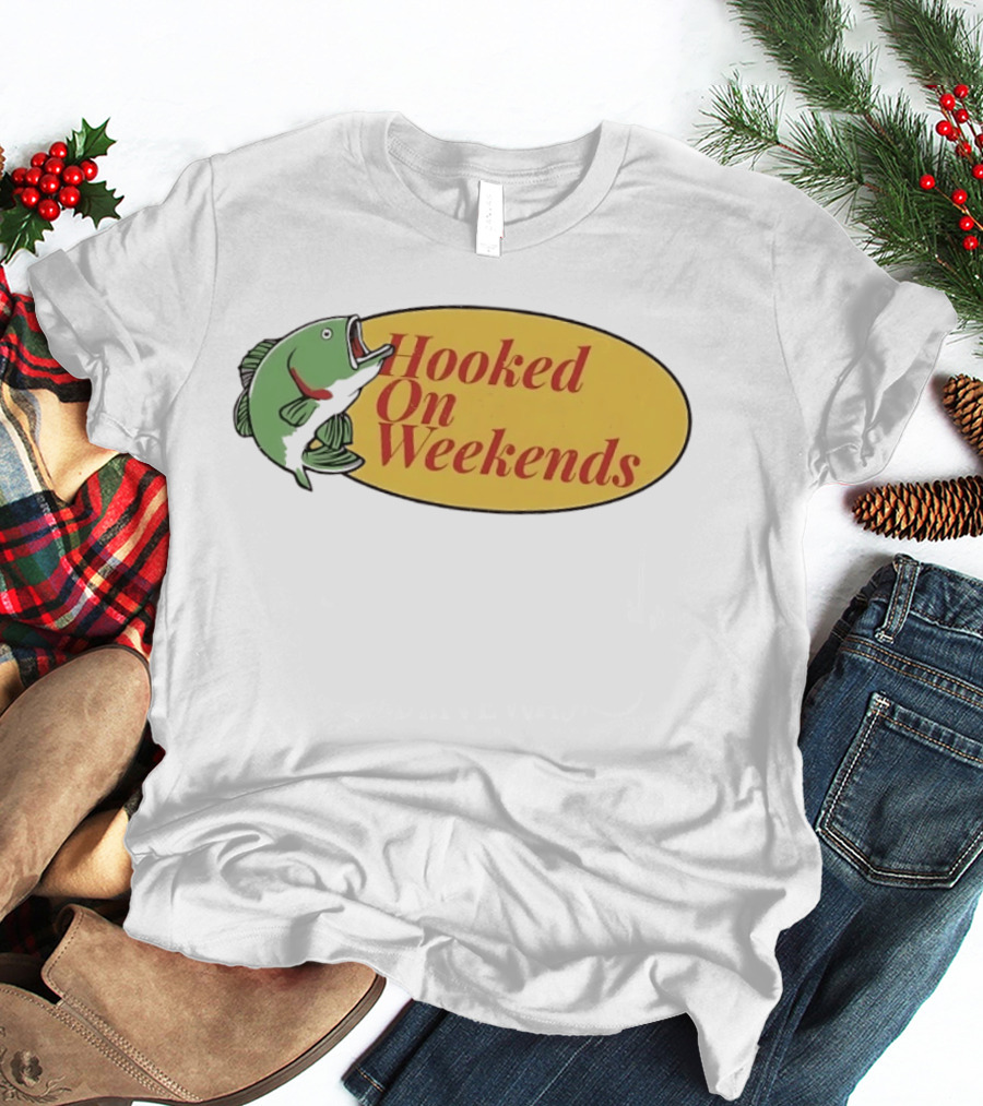 Hooked On Weekends Fishing Outdoors Weekend Fish Clipart T-Shirt