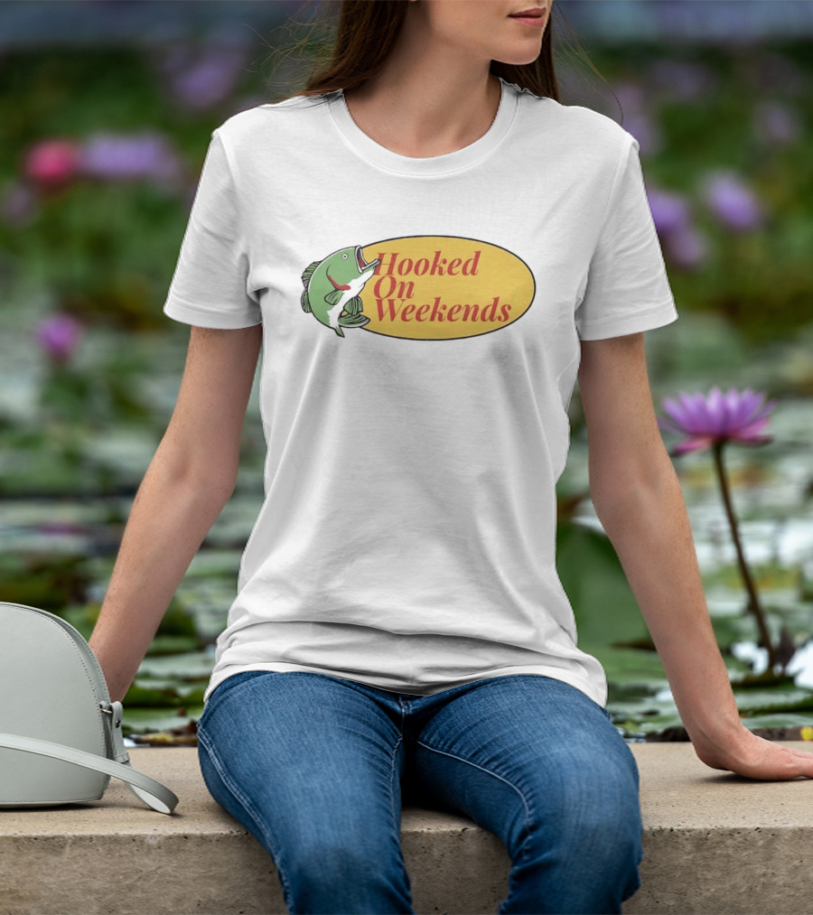 Hooked On Weekends Fishing Outdoors Weekend Fish Clipart T-Shirt