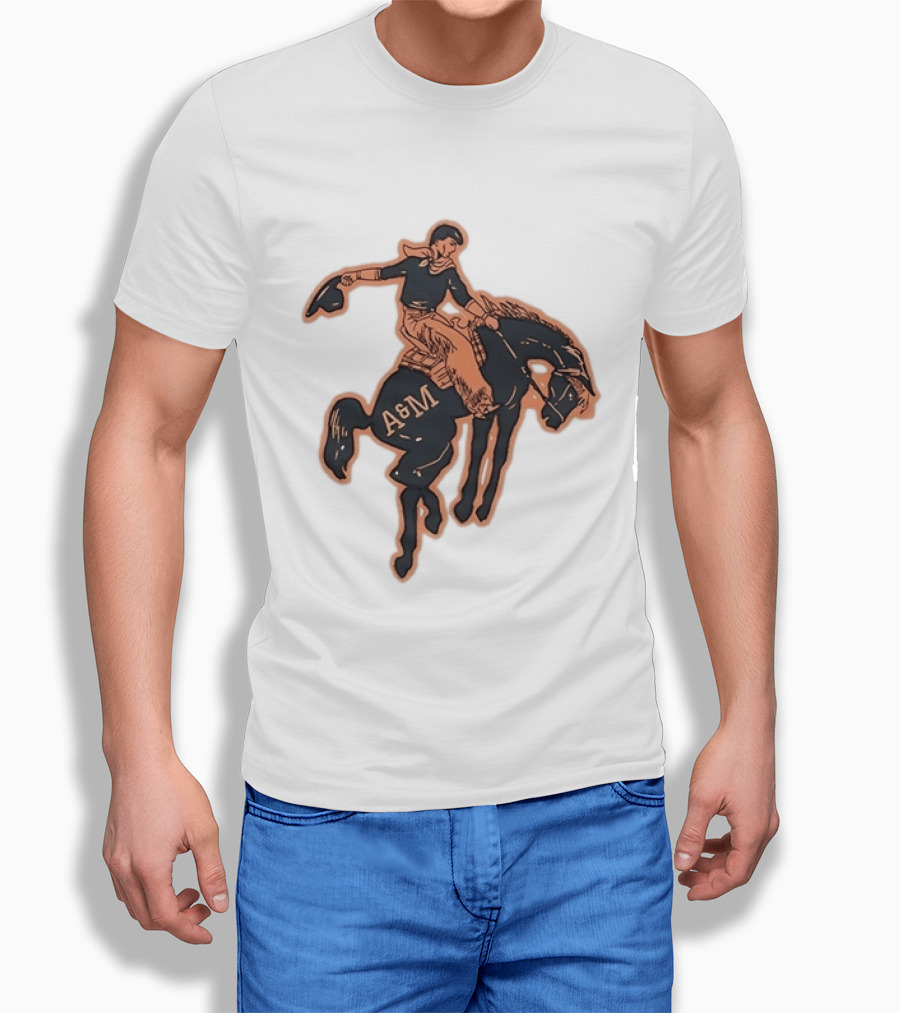 Texas A&M Aggies College Station Vintage Cowboy Riding A&M Horse T-Shirt