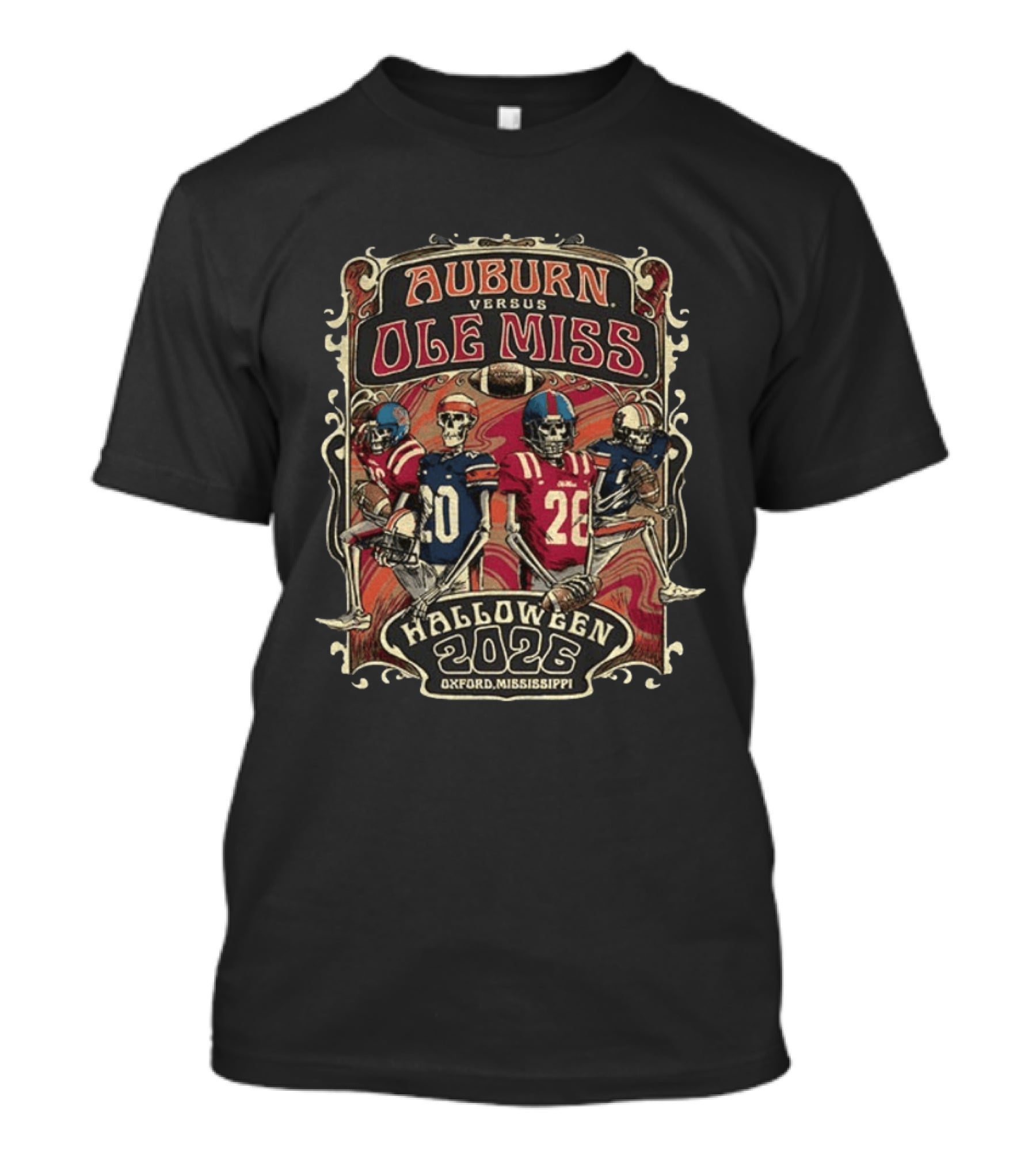 Auburn Versus Ole Miss Halloween 2026 Oxford Mississippi Football Matchup T-Shirt