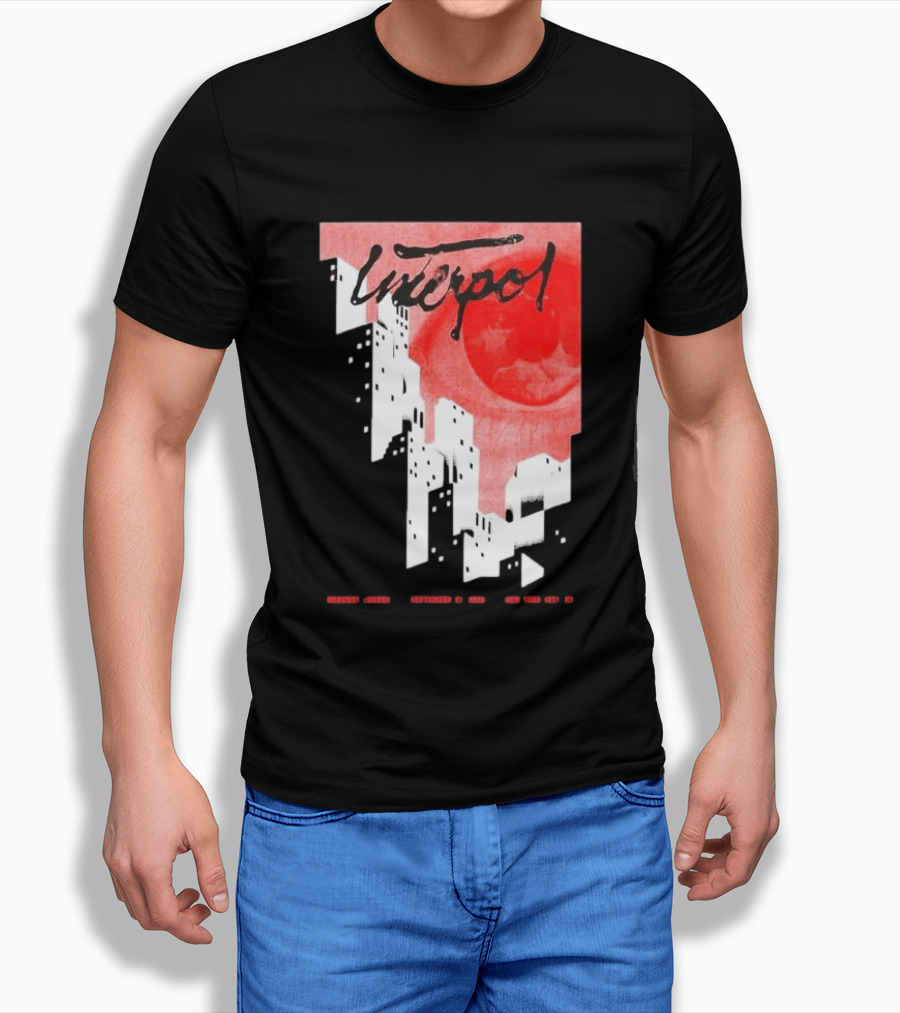 Interpol New York September 27 2026 Tour Cities Skyline Red Moon T-Shirt