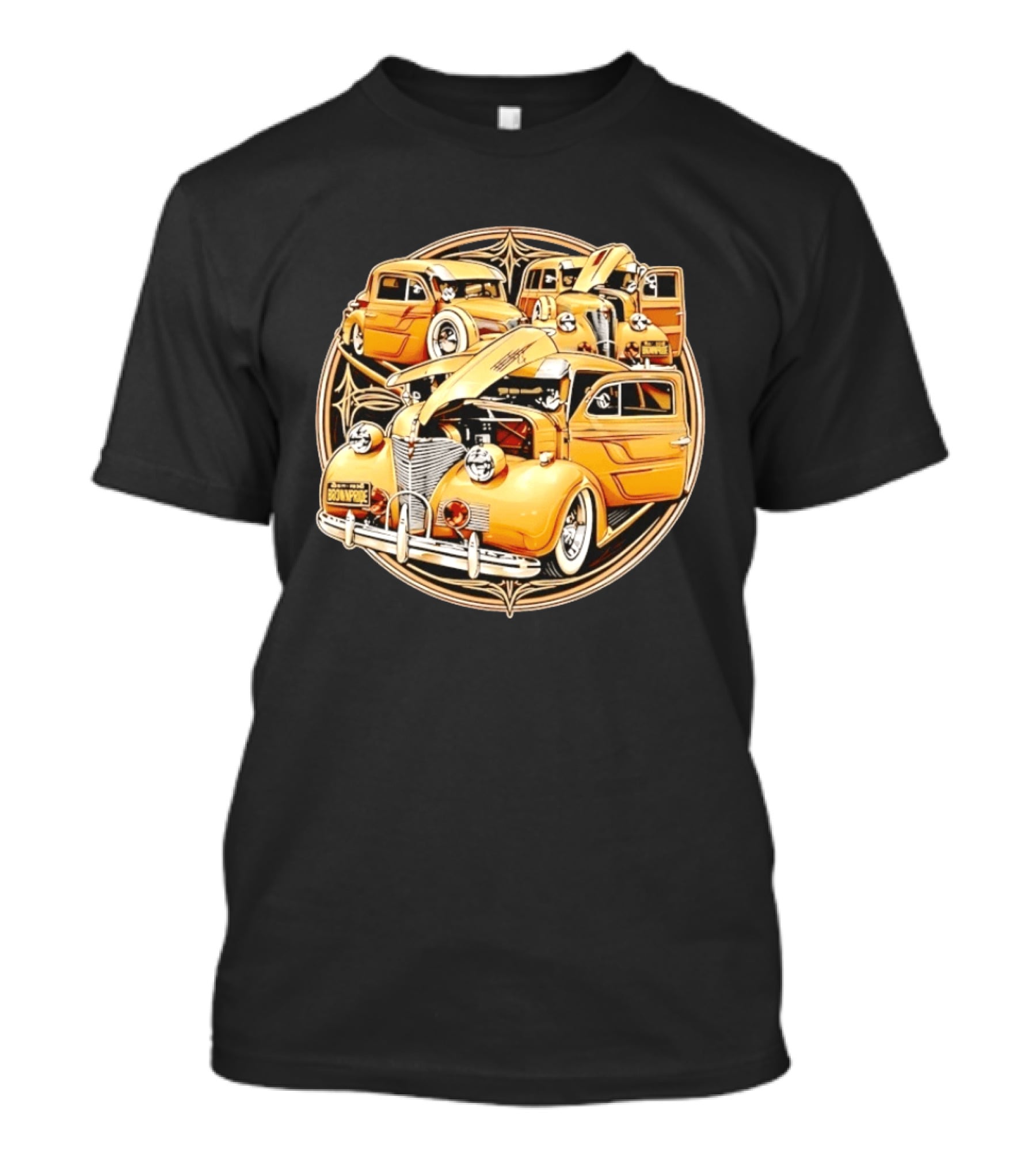 Brown Pride Lowrider Classic Cars Vintage Custom Car Art Deco T-Shirt
