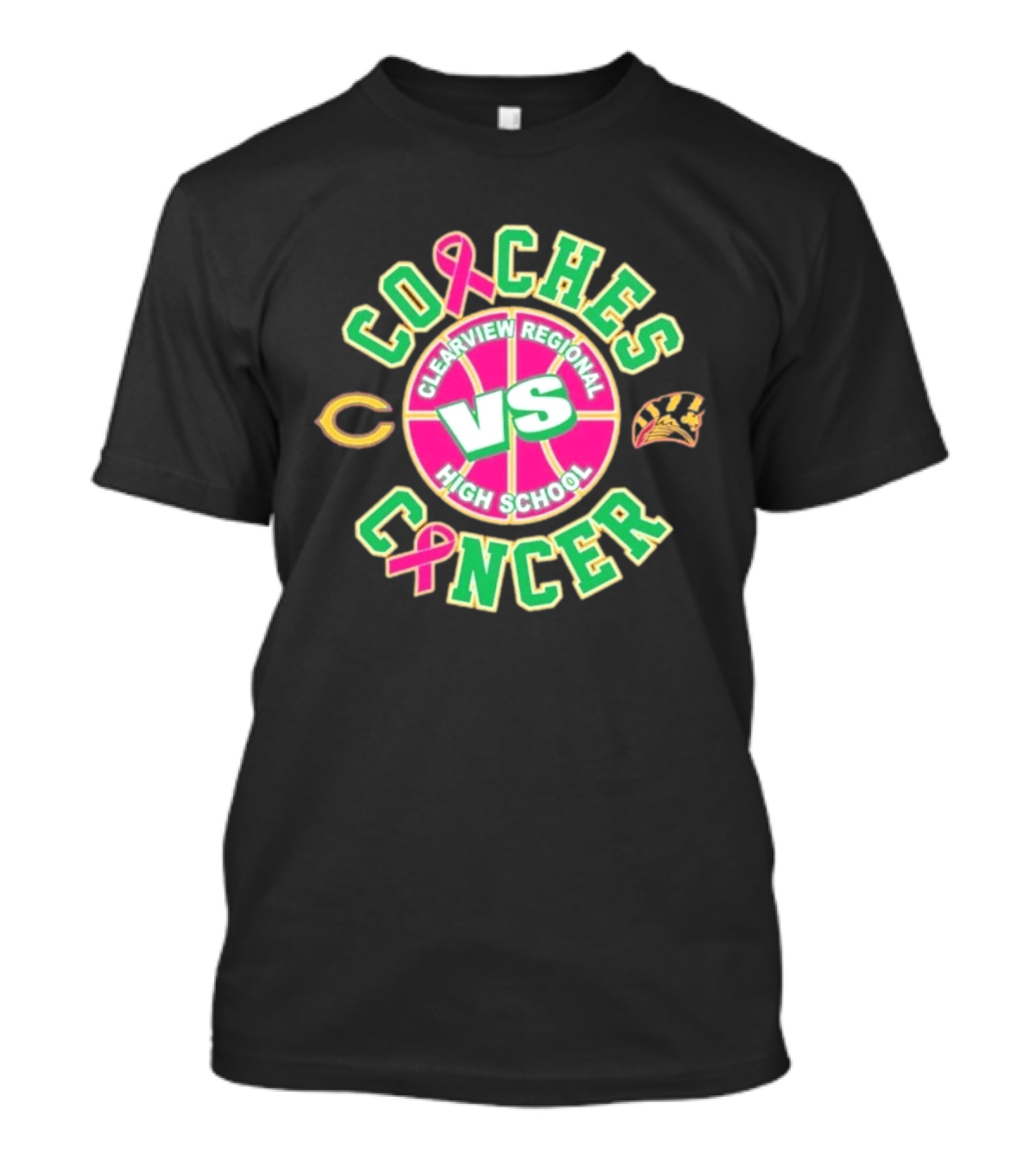 Clearview Regional High School Coaches Vs Cancer Basketball Pink Ribbon Event T-Shirt