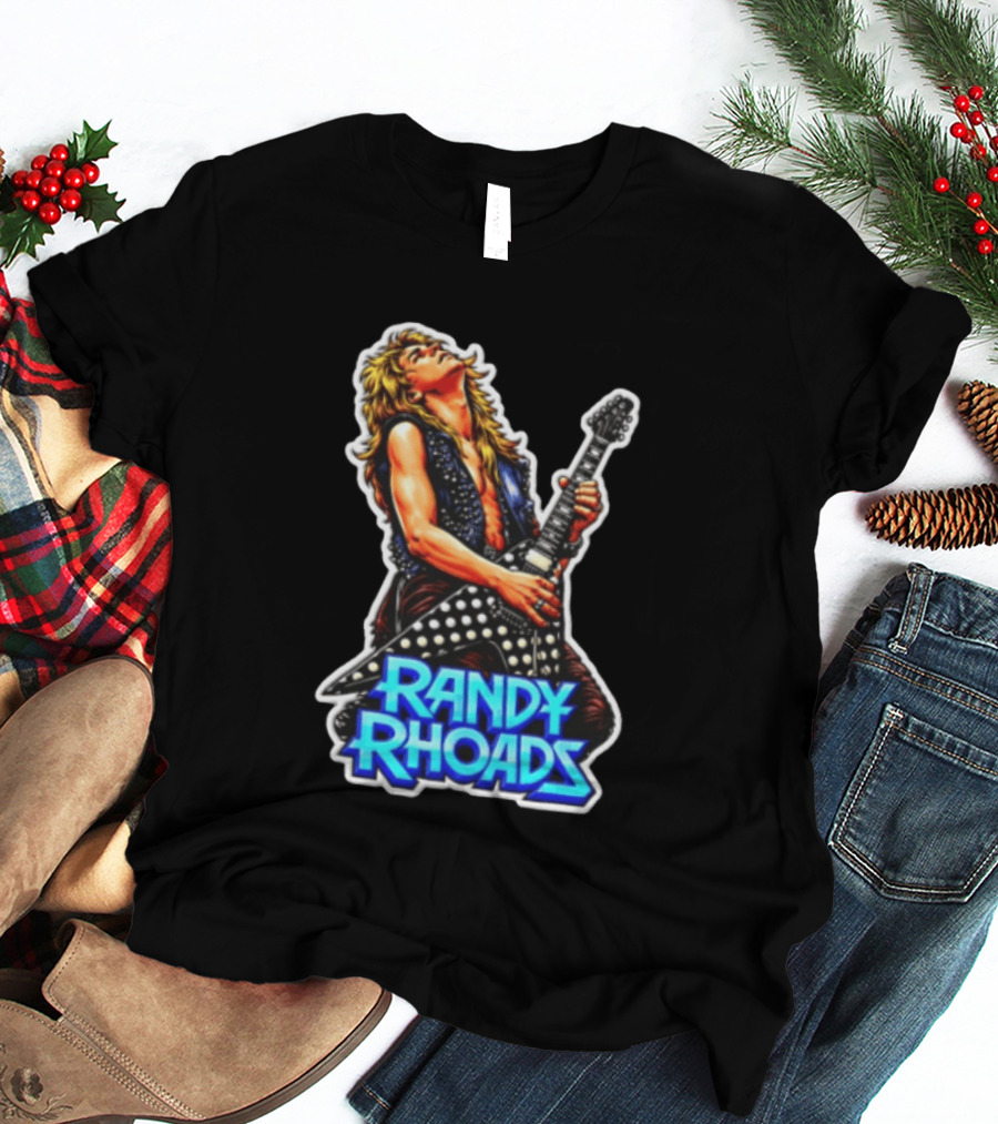 Randy Rhoads Polka Guitar Blonde Guitarist Playing T-Shirt