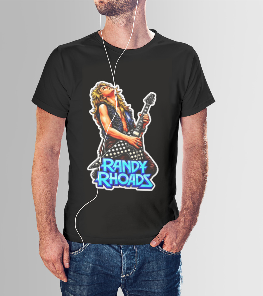 Randy Rhoads Polka Guitar Blonde Guitarist Playing T-Shirt