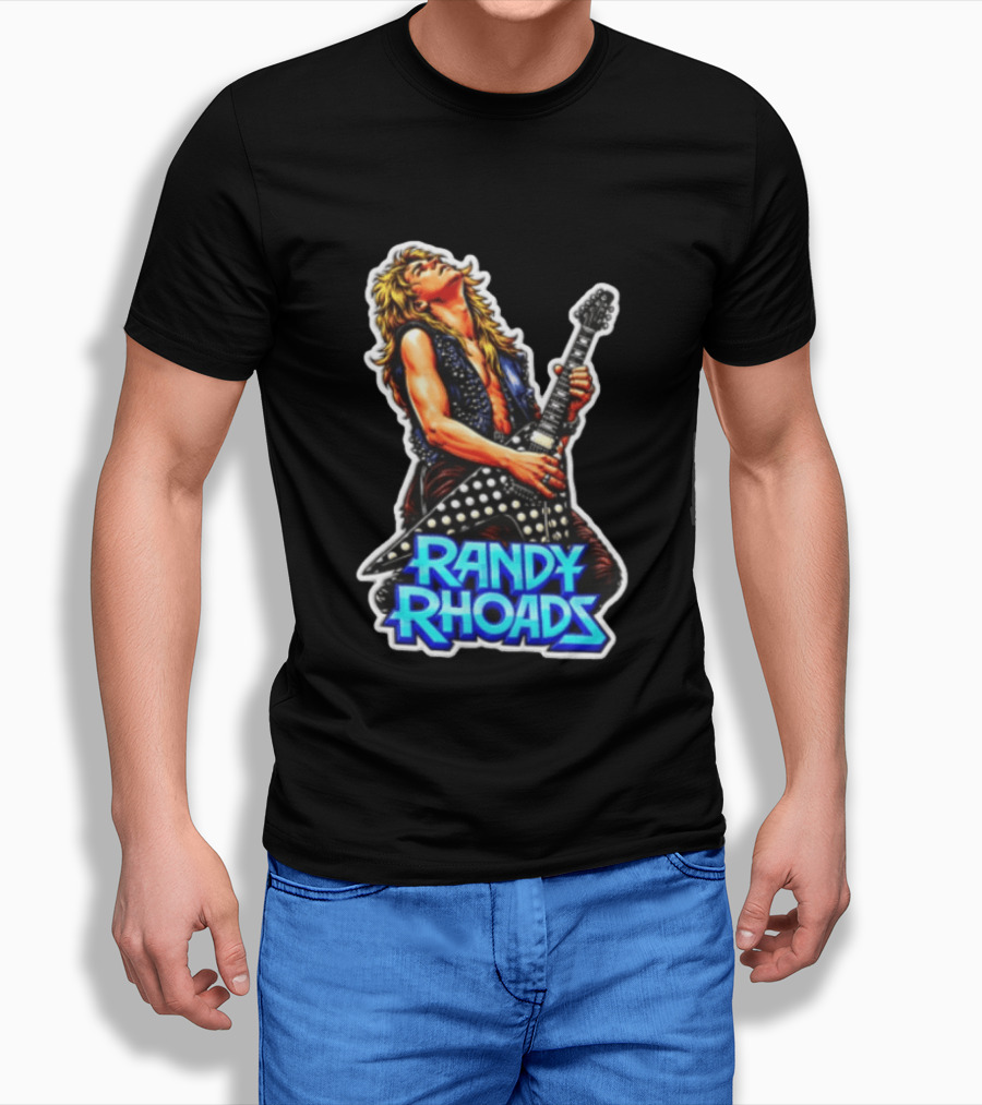 Randy Rhoads Polka Guitar Blonde Guitarist Playing T-Shirt