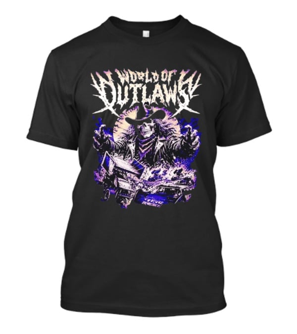 World Of Outlaws Skeleton Cowboy With Sprint Car Racing T-Shirt