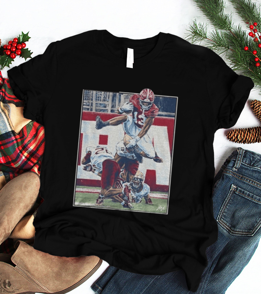 Alabama Football EJ Crowell Leaping Over Noles Defenders T-Shirt