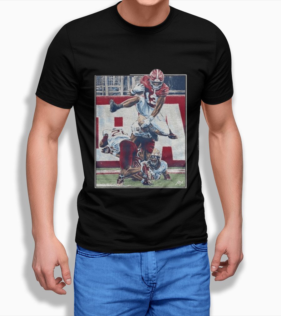 Alabama Football EJ Crowell Leaping Over Noles Defenders T-Shirt