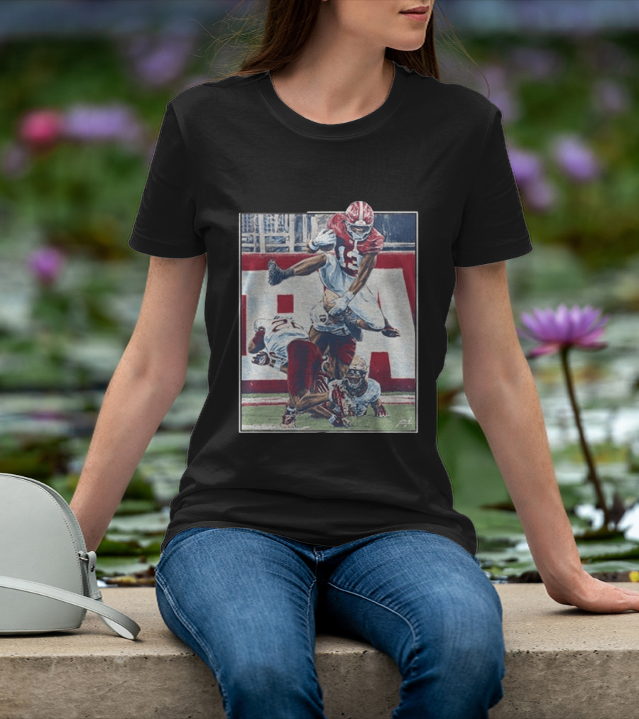 Alabama Football EJ Crowell Leaping Over Noles Defenders T-Shirt