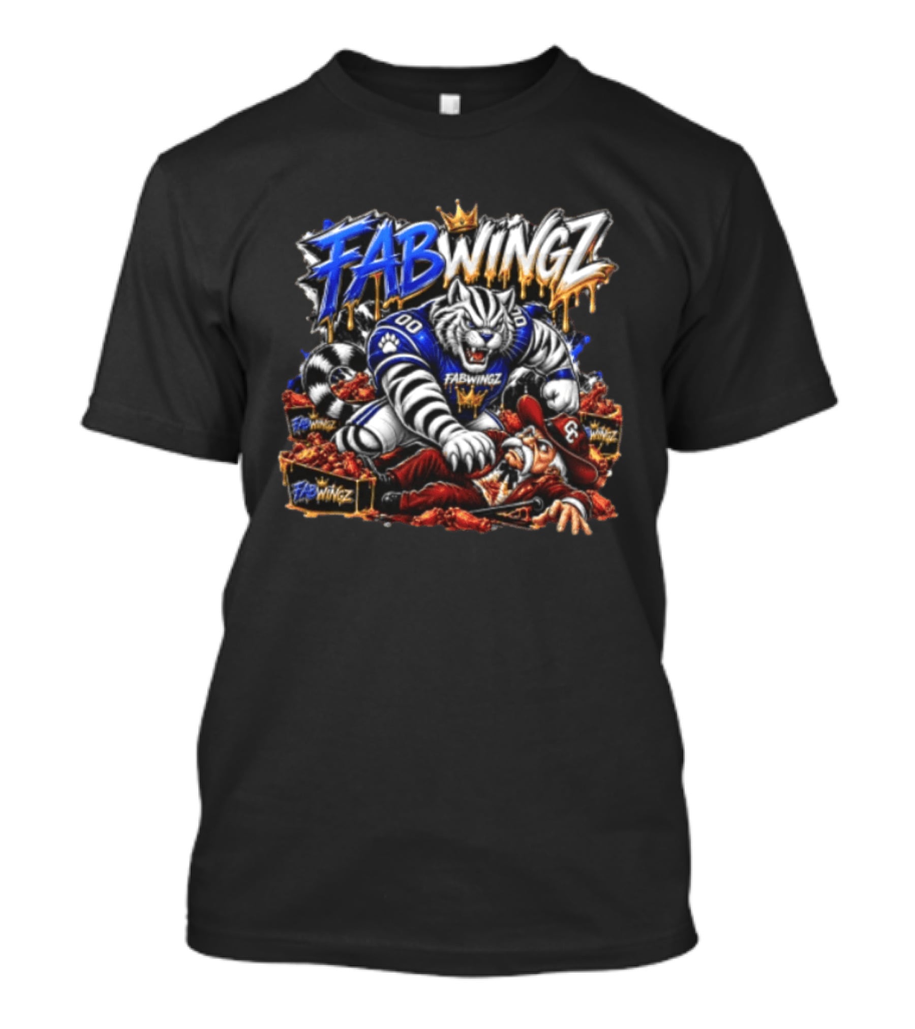 FABWINGZ 00 Tiger Vs Old Cowboy In Chicken Wings Battle T-Shirt