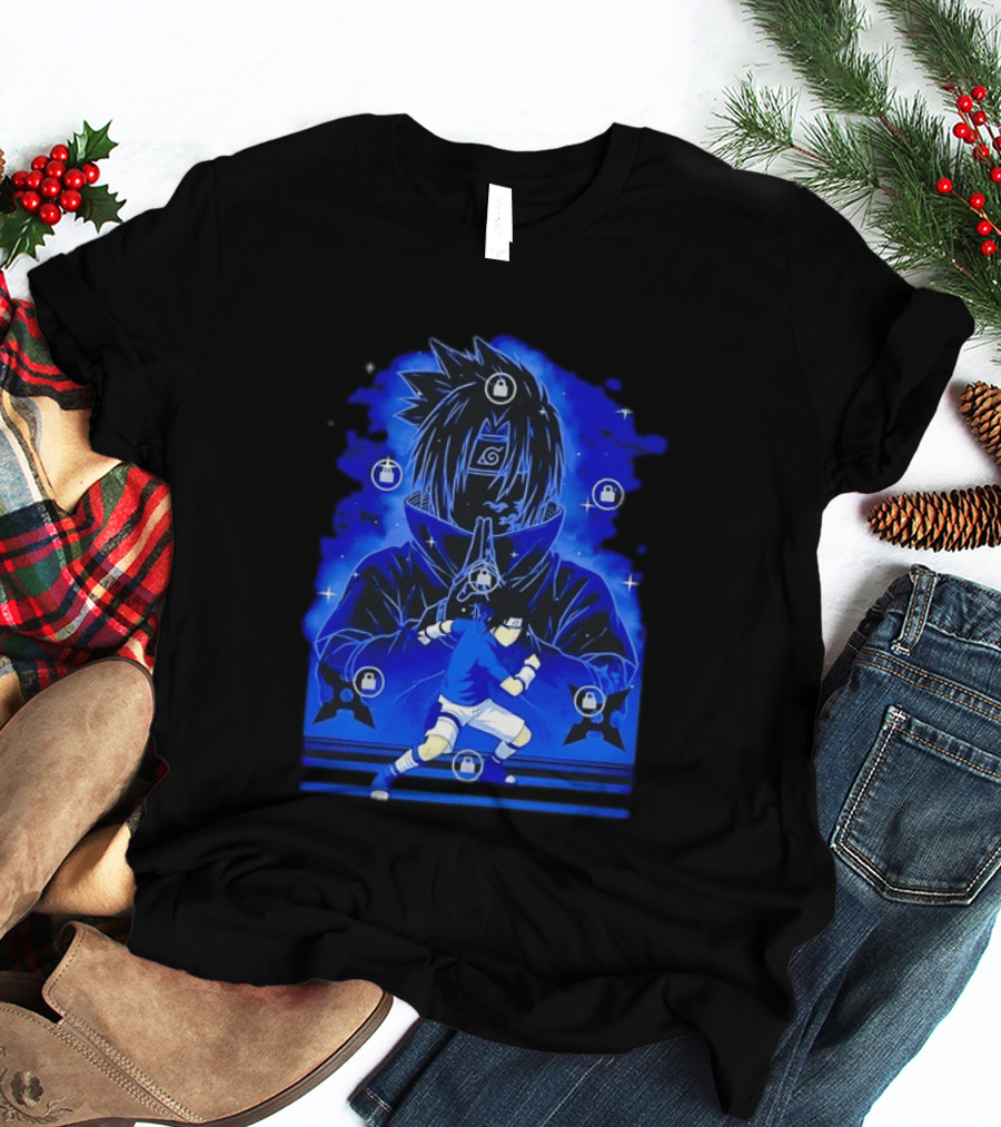 Sasuke Uchiha Naruto Anime Ninja Sharingan Chidori Jutsu T-Shirt