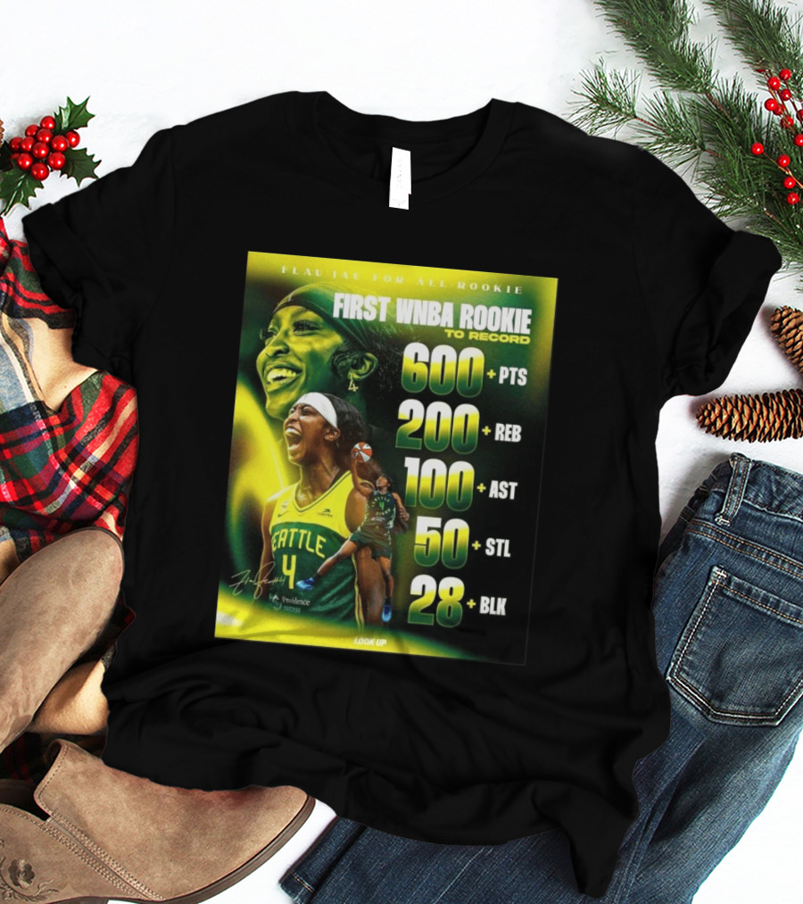 Flau'jae For All Rookie First WNBA Rookie To Record 600+ PTS 200+ REB 100+ AST 50+ STL 28+ BLK Seattle T-Shirt