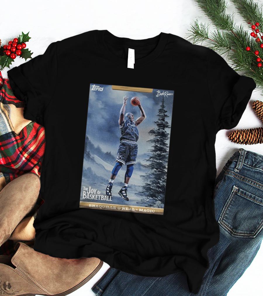 Shaquille O'Neal Magic Topps Bob Ross The Joy Of Basketball Card T-Shirt