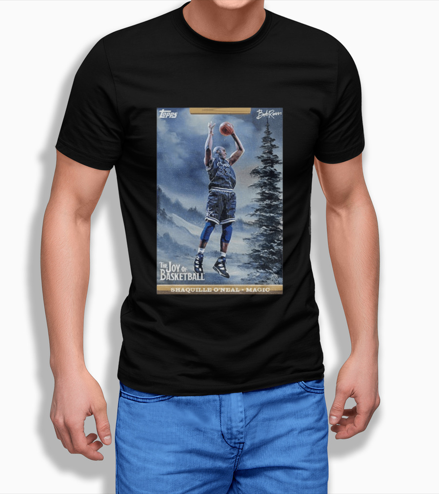 Shaquille O'Neal Magic Topps Bob Ross The Joy Of Basketball Card T-Shirt