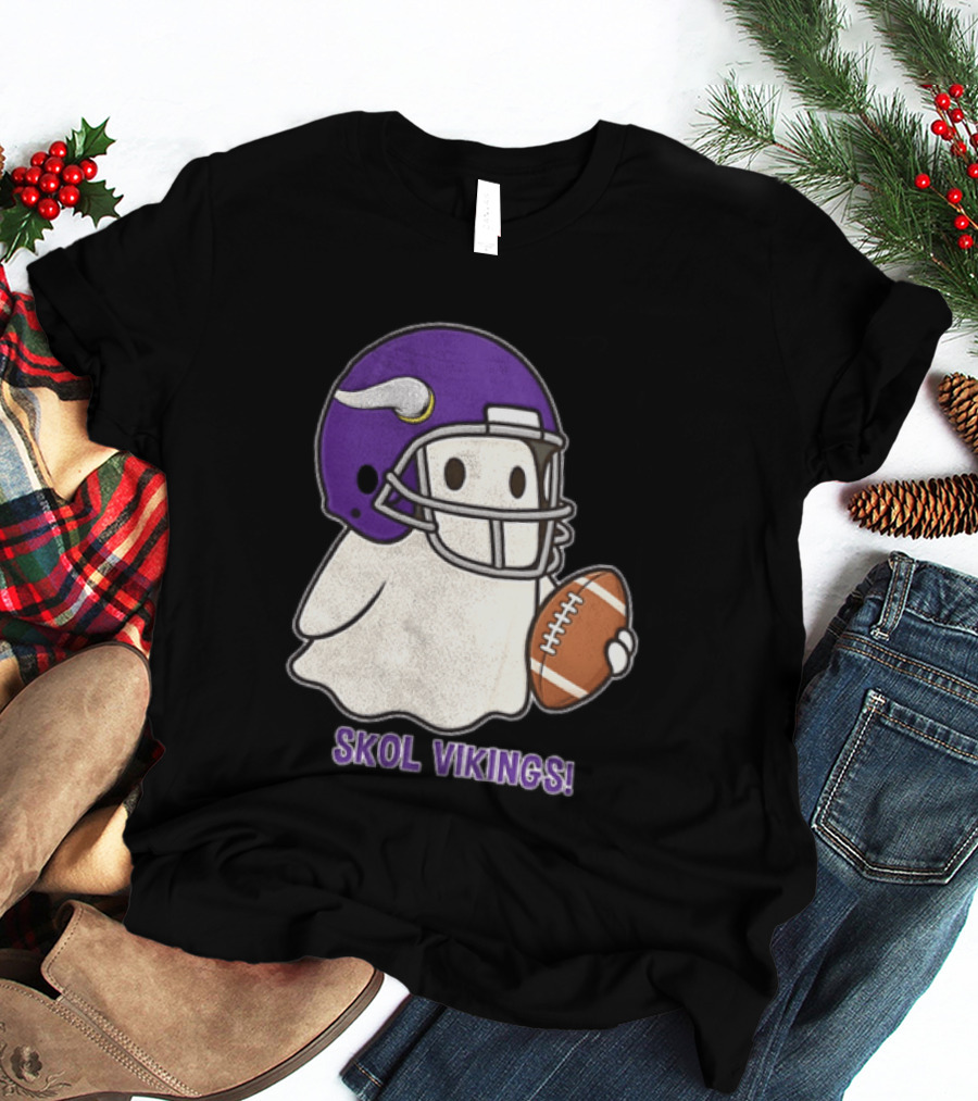 Minnesota Vikings Skol Vikings Ghost Purple Football Helmet T-Shirt