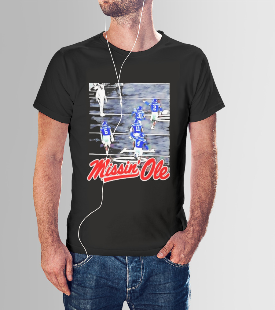 Missin' Ole Mississippi Rebels Football Players In Action T-Shirt