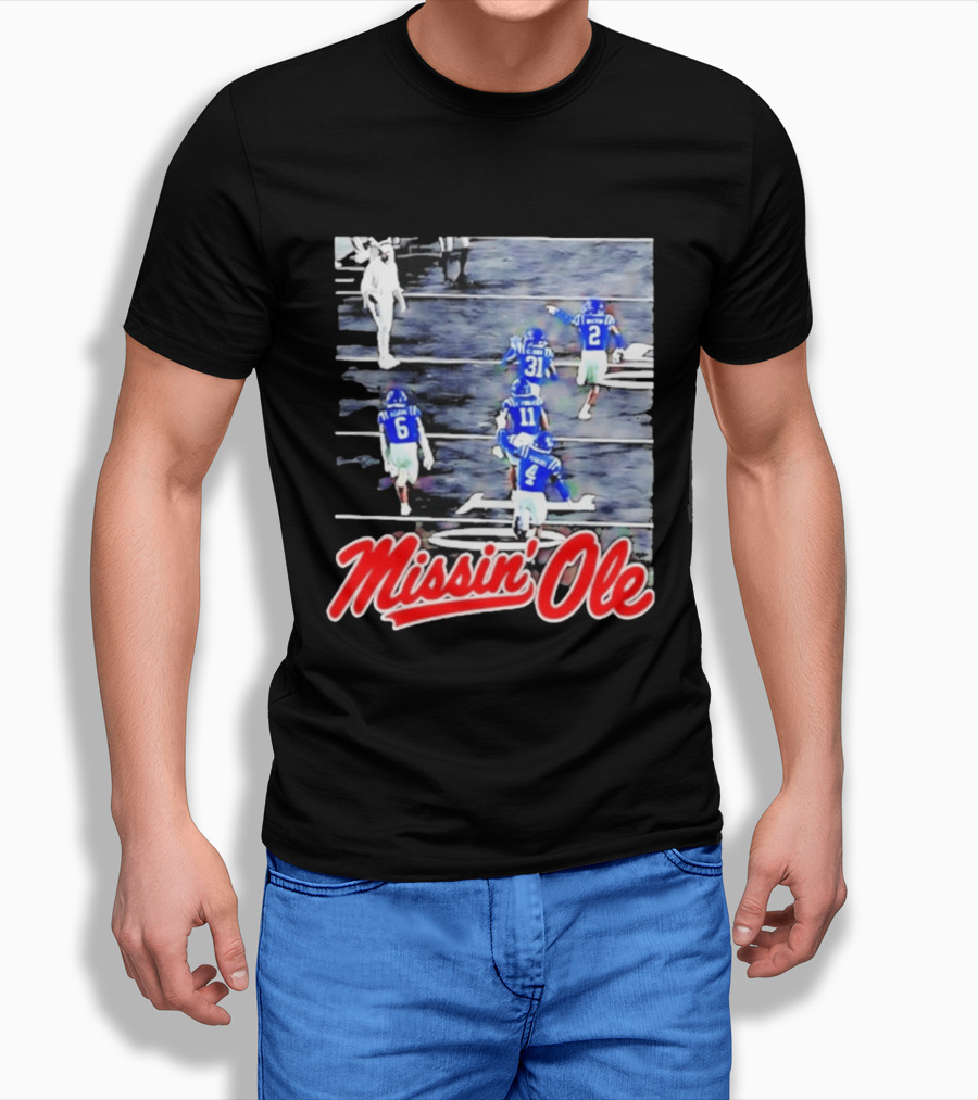 Missin' Ole Mississippi Rebels Football Players In Action T-Shirt
