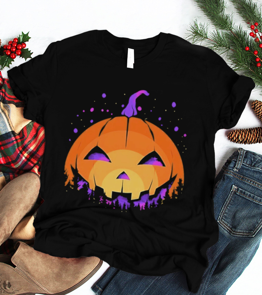 Spooky Jack O' Lantern Vibrant Halloween Vibes T-Shirt