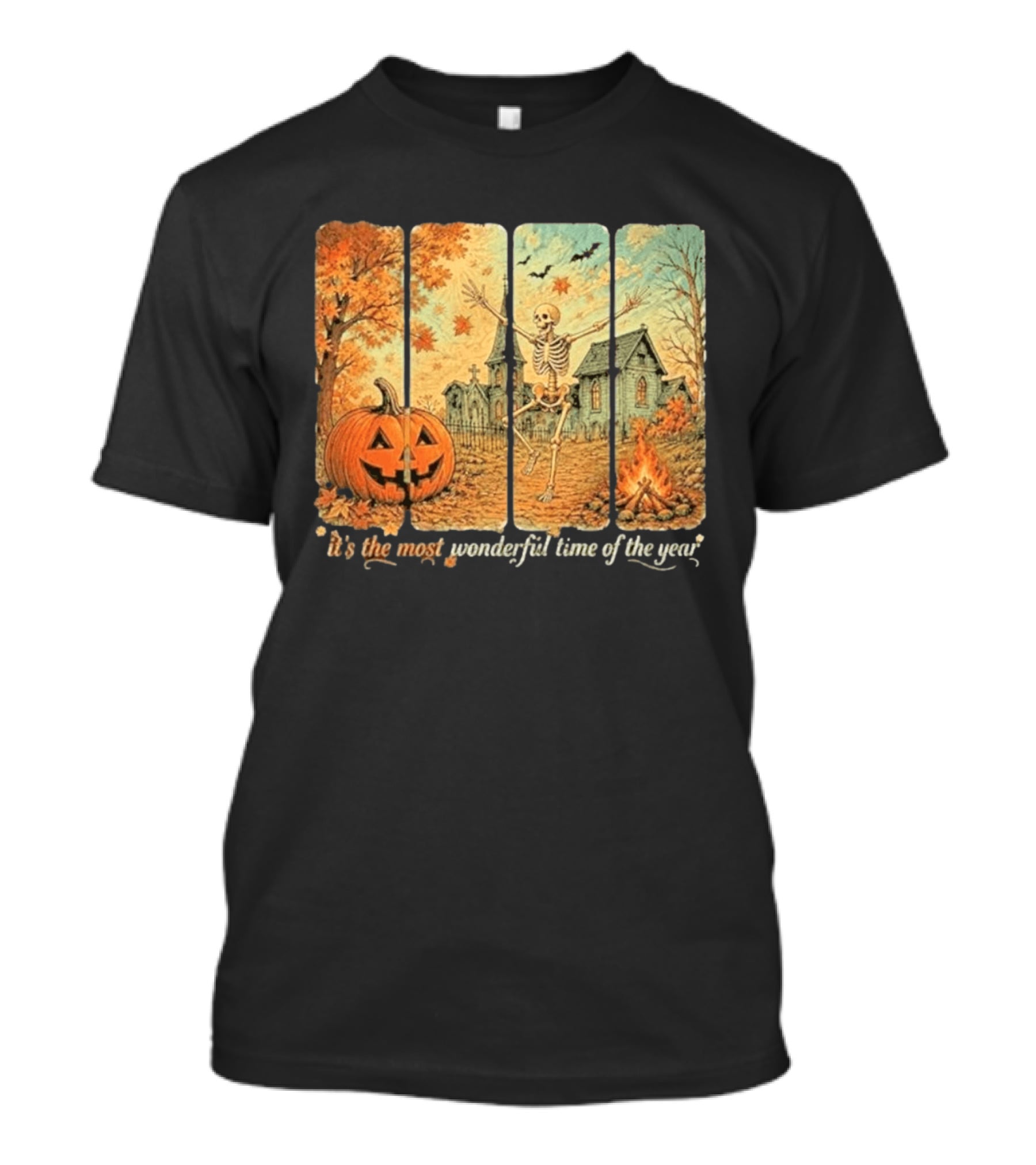 It's The Most Wonderful Time Of The Year Spooky Skeleton Pumpkin Campfire Halloween T-Shirt