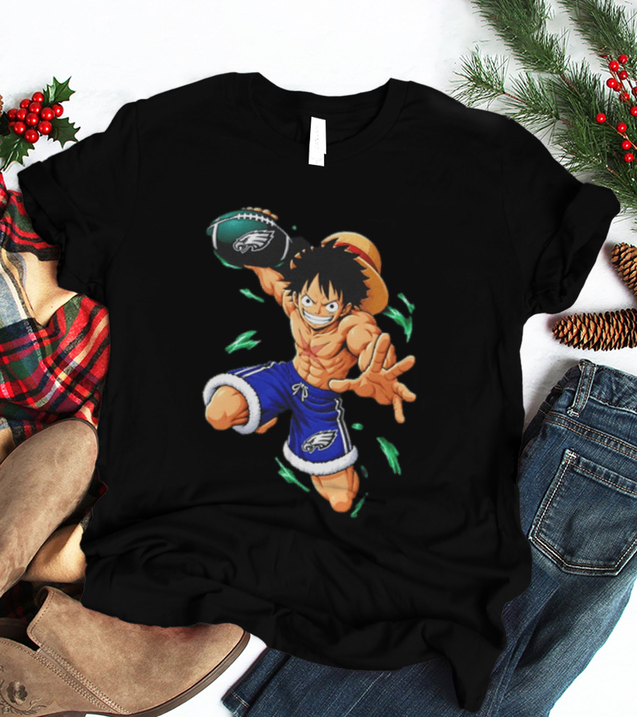 Monkey D. Luffy Philadelphia Eagles Football Anime T-Shirt