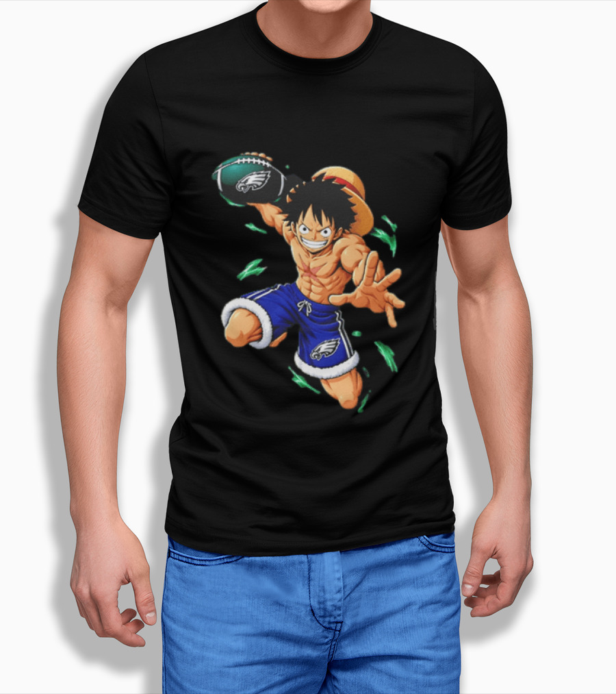 Monkey D. Luffy Philadelphia Eagles Football Anime T-Shirt