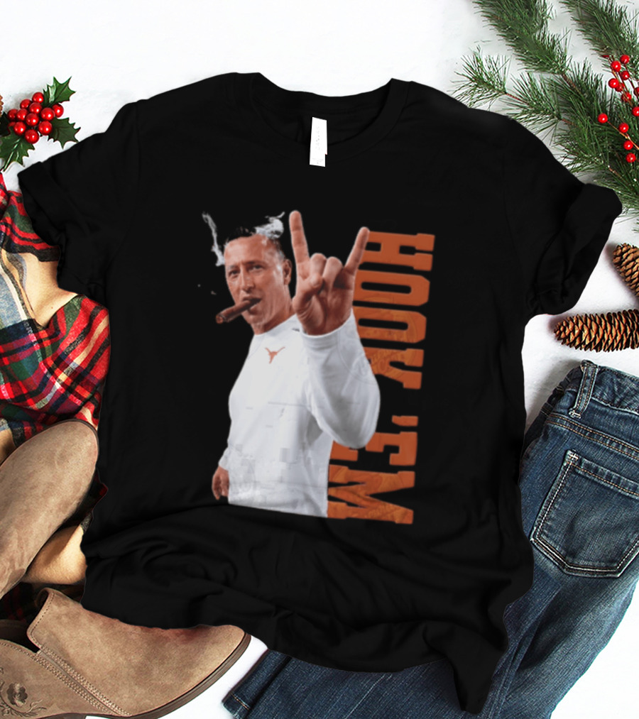 Steve Sarkisian Texas Longhorns NCAA Hook Em Smoking Cigar T-Shirt