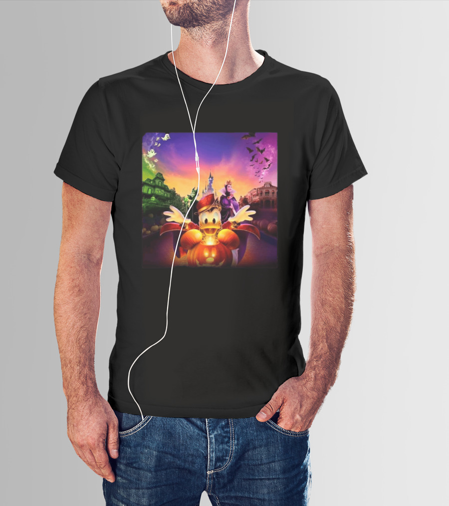 2026 Disney Halloween Festival Disneyland Paris With Haunted Mansion And Donald Duck T-Shirt