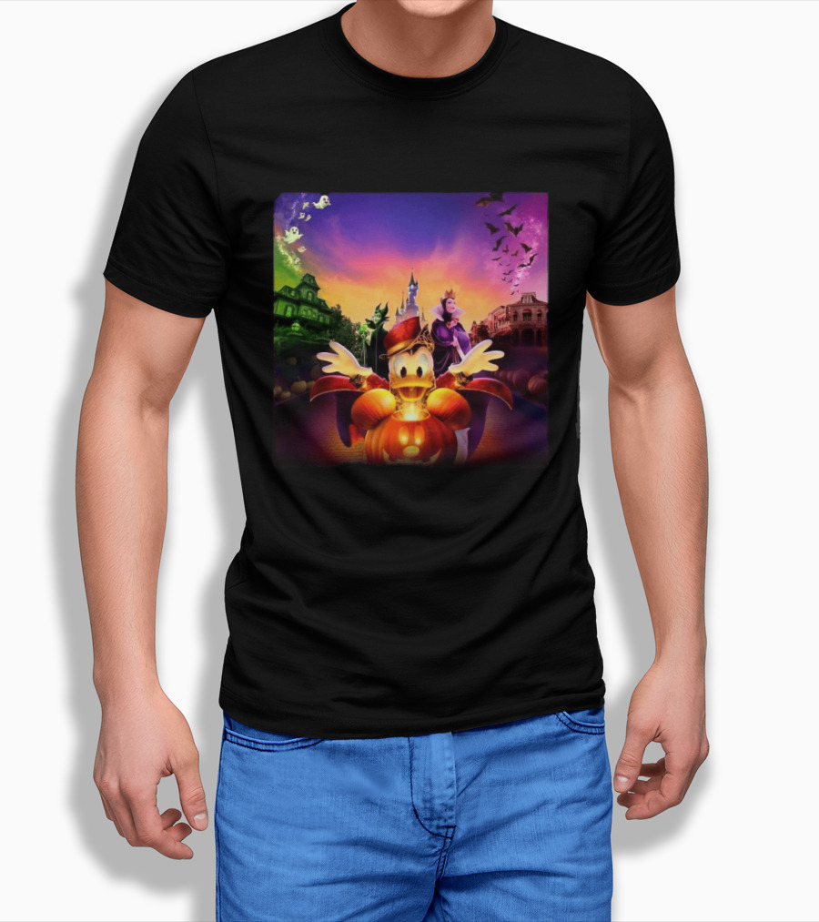 2026 Disney Halloween Festival Disneyland Paris With Haunted Mansion And Donald Duck T-Shirt
