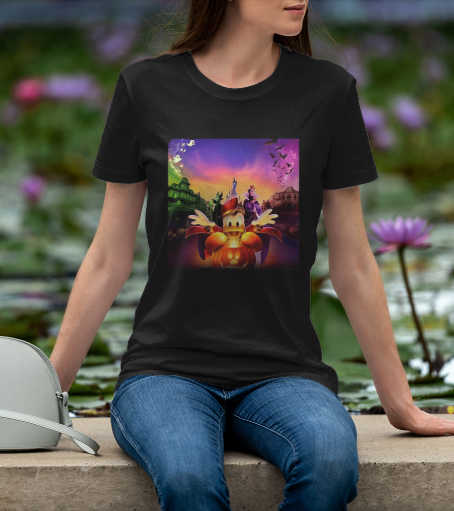 2026 Disney Halloween Festival Disneyland Paris With Haunted Mansion And Donald Duck T-Shirt