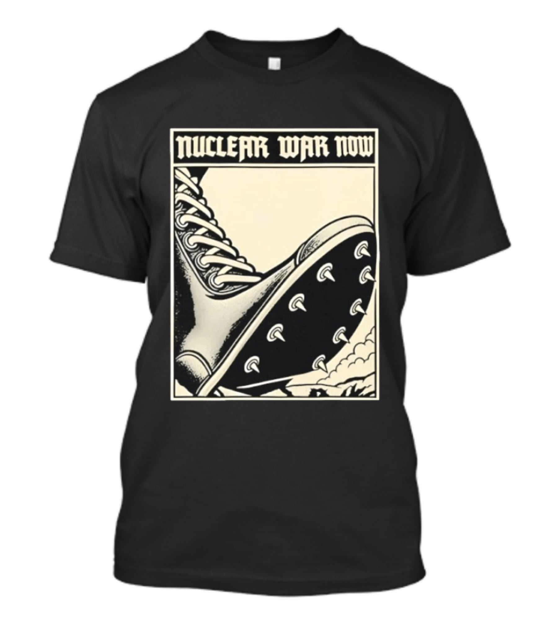 Nuclear War Now Spiked Boot Metal Punk Underground T-Shirt