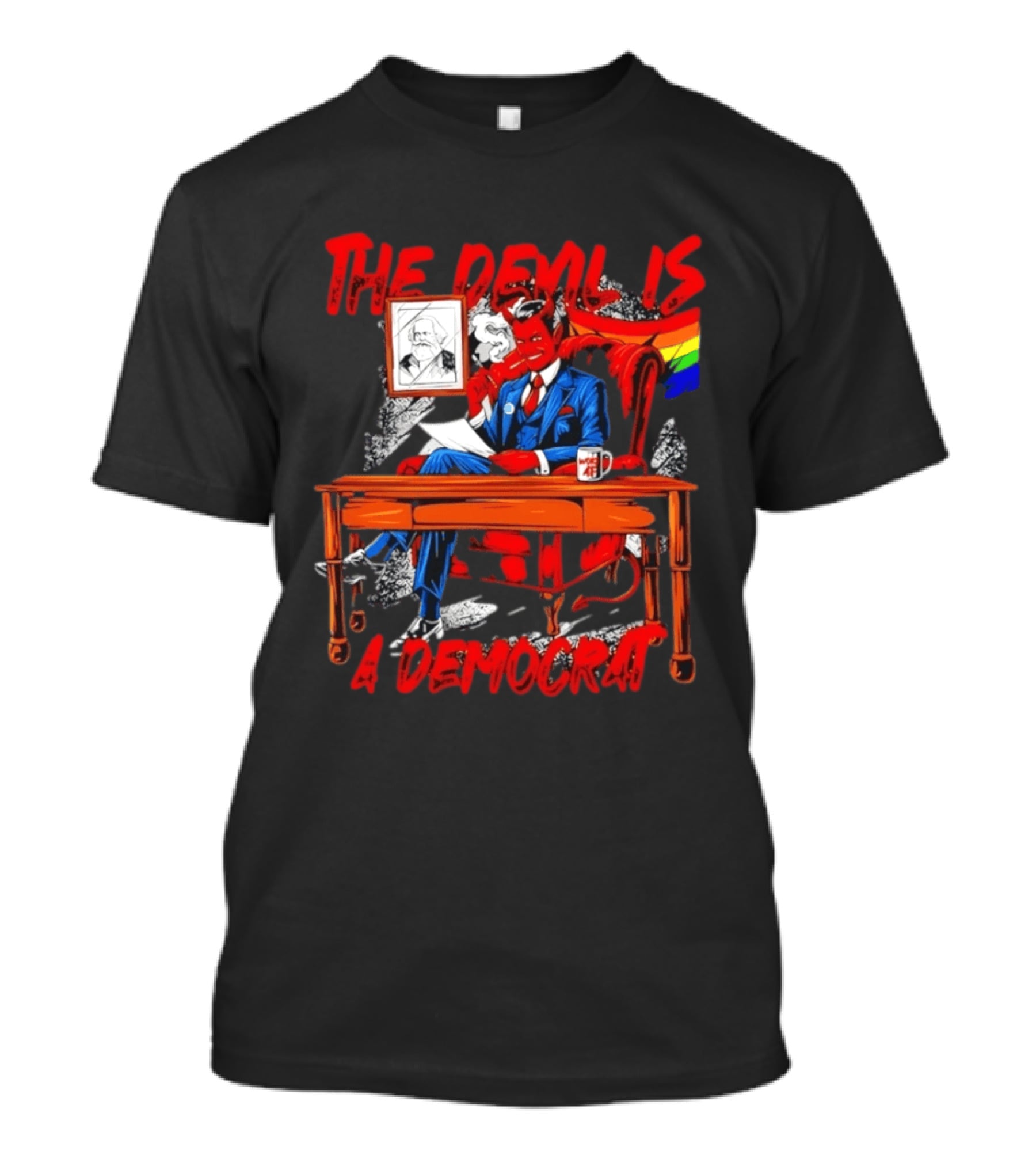 The Devil Is A Democrat With Woke AF Rainbow Flag Suit T-Shirt