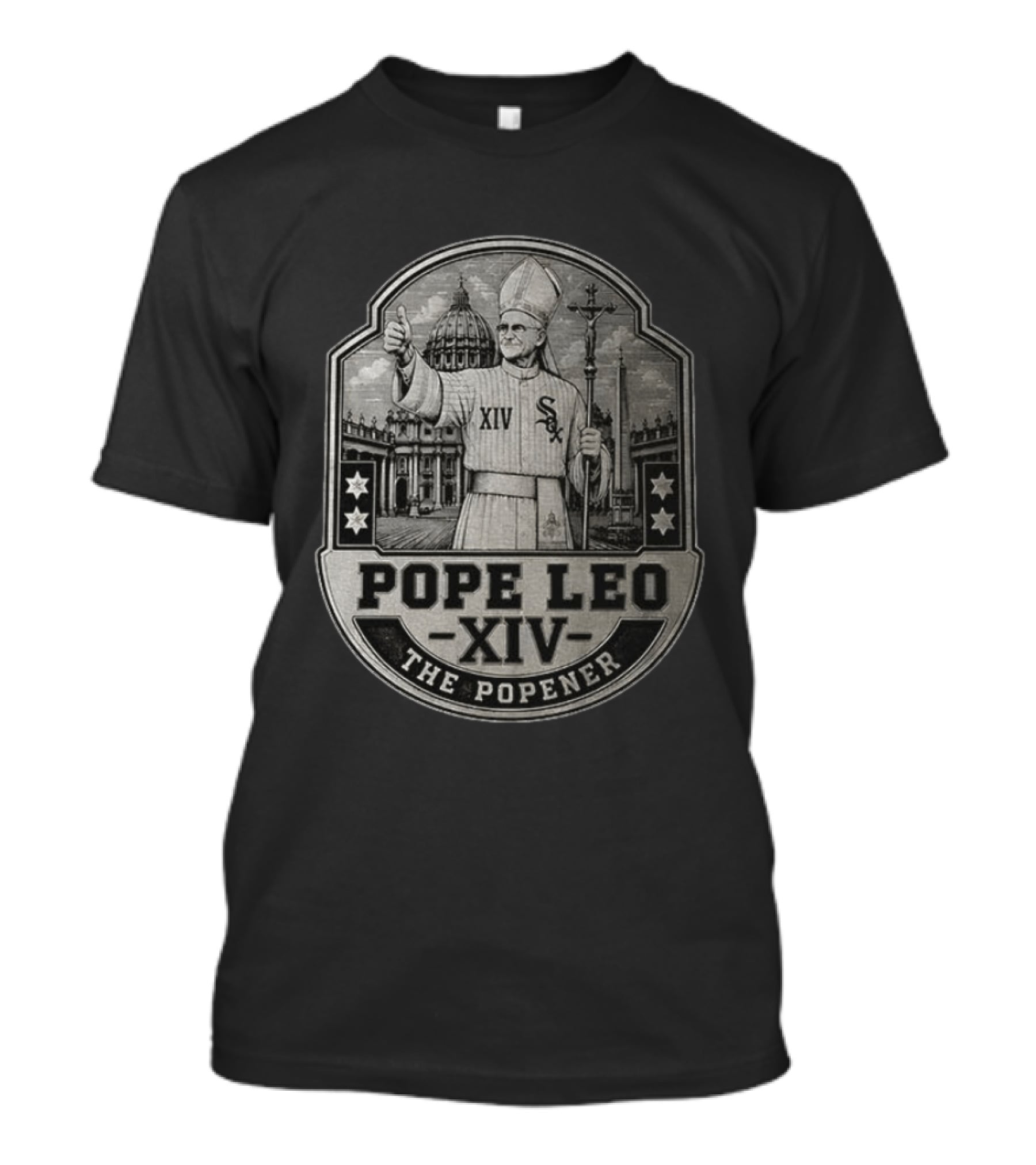 Pope Leo XIV The Popener Chicago Baseball Sox Crest T-Shirt