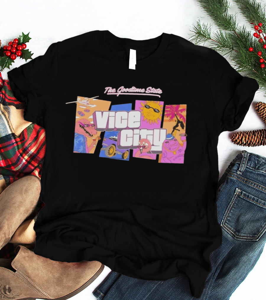 The Goodtime State Vice City Chunker Gaming Retro Tropical T-Shirt