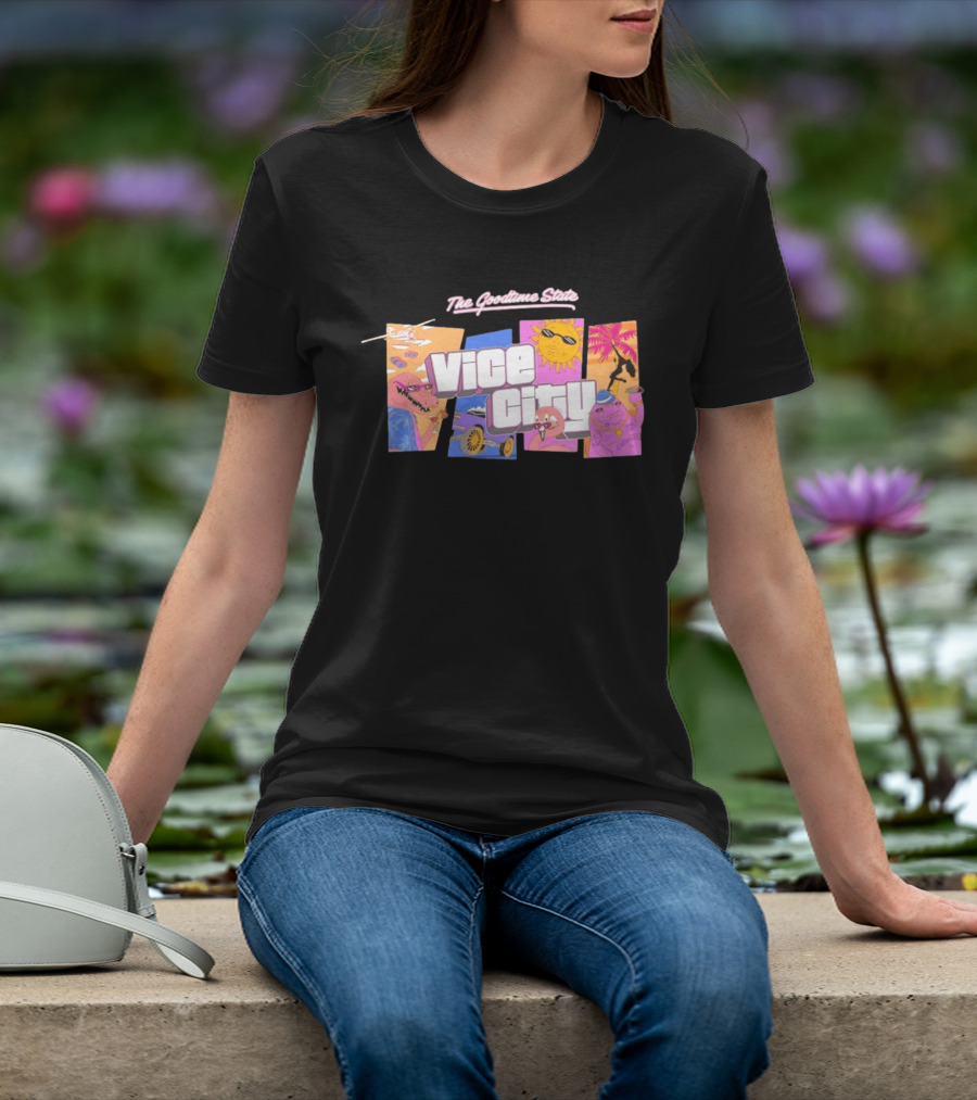 The Goodtime State Vice City Chunker Gaming Retro Tropical T-Shirt