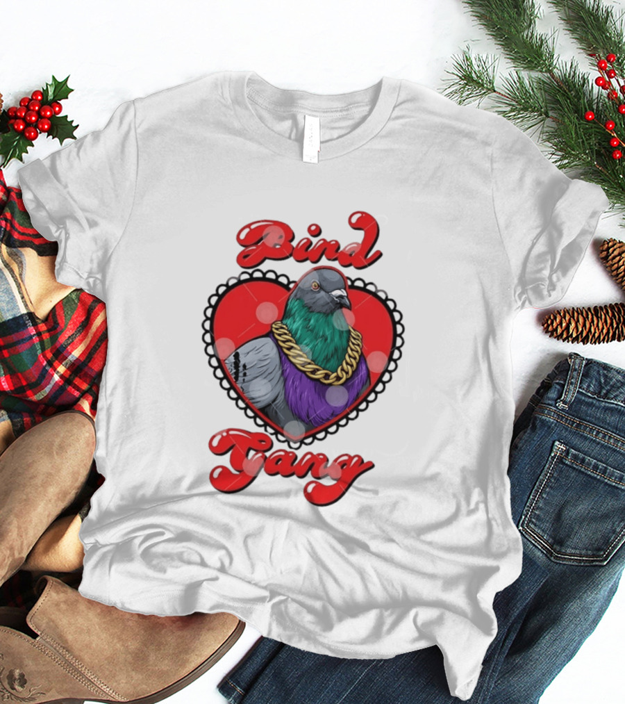 Bird Gang Pigeon With Heart Shaped Gold Chain T-Shirt