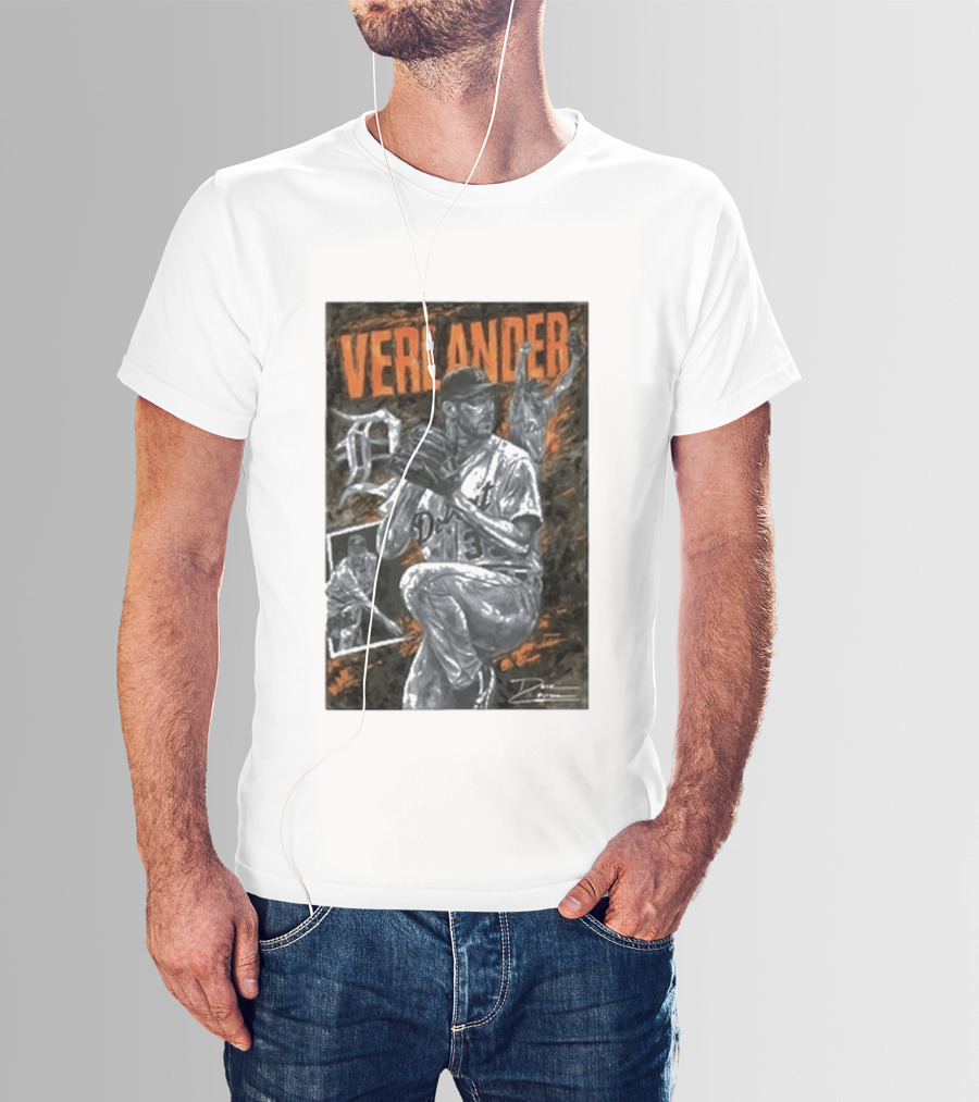 Detroit Tigers Verlander Baseball Legend 35 Pitcher T-Shirt