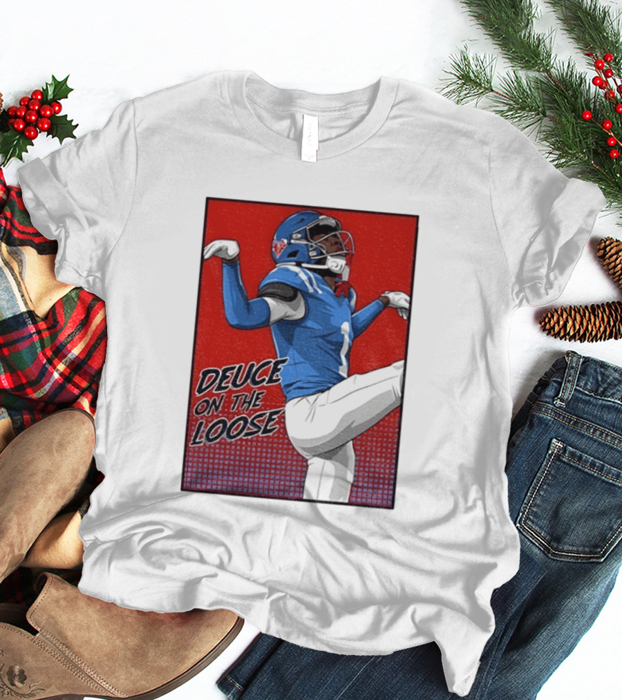 Deuce On The Loose Ole Miss Rebels Football Player Action T-Shirt