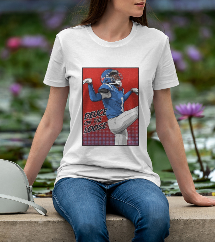 Deuce On The Loose Ole Miss Rebels Football Player Action T-Shirt